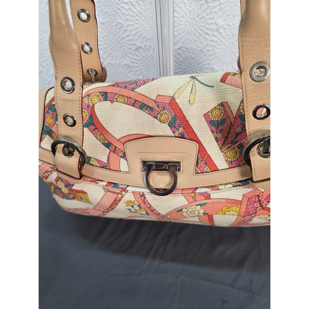 Salvatore Ferragamo Shoulder Bag Womens Medium Multi Excellent‎ Floral Canvas - Picture 2 of 14
